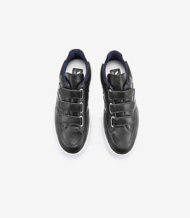 UNISEX VEJA V-12 3-Lock Velcro Leather Sneaker BLACK