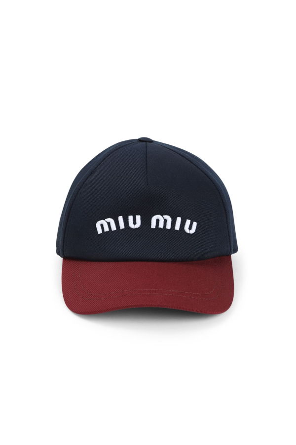 MIU MIU Cotton Baseball Hat - Blue/Bordeaux