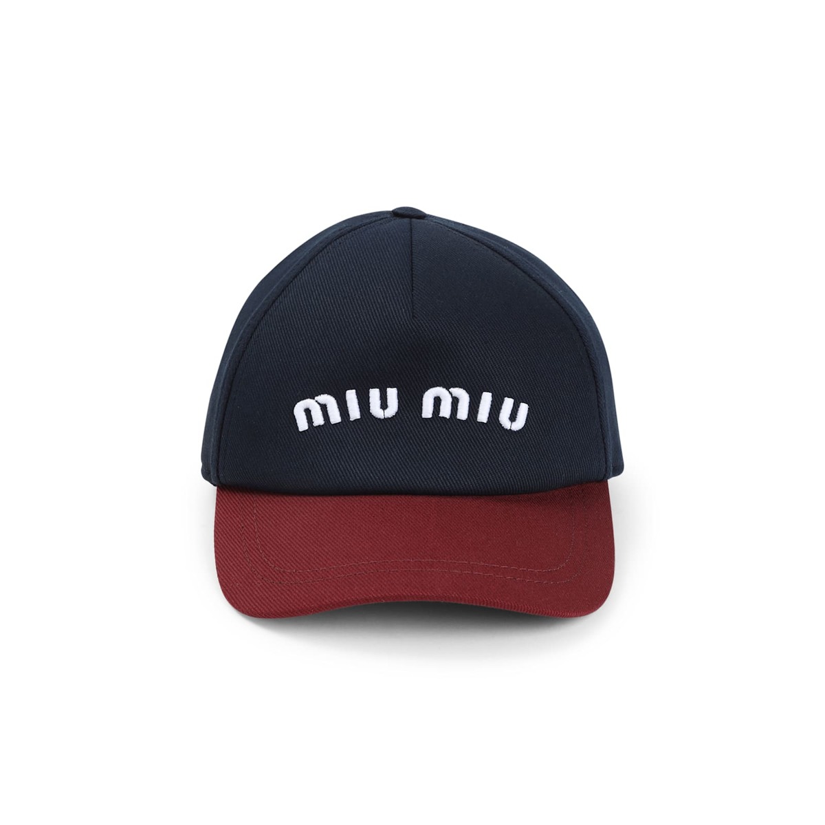 MIU MIU Cotton Baseball Hat - Blue/Bordeaux - Image 2 of 5