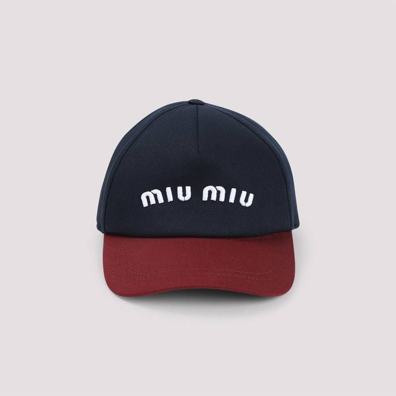 MIU MIU Cotton Baseball Hat - Blue/Bordeaux