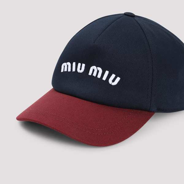 MIU MIU Cotton Baseball Hat - Blue/Bordeaux