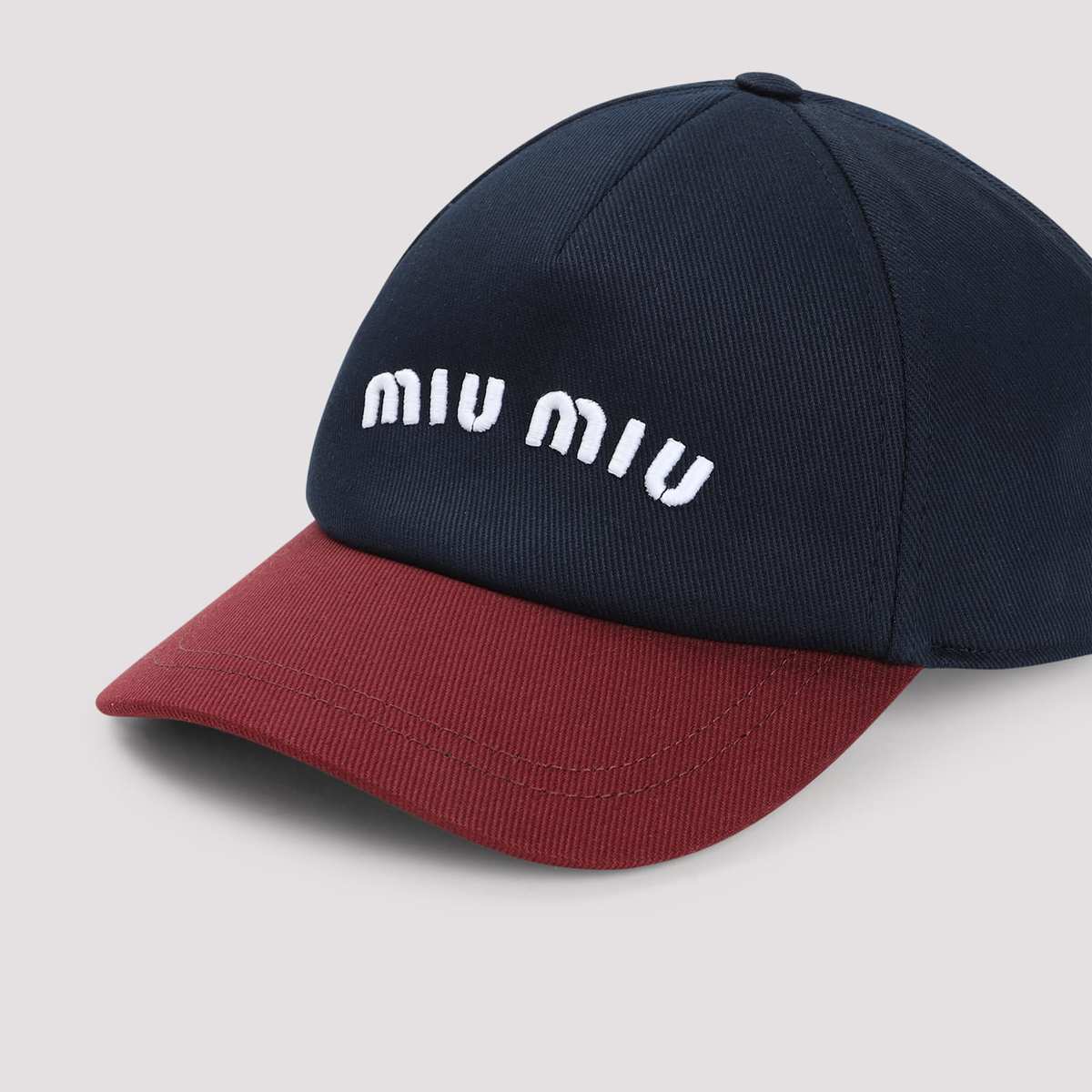 MIU MIU Cotton Baseball Hat - Blue/Bordeaux - Image 5 of 5
