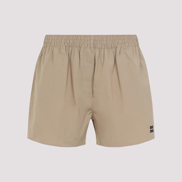 MIU MIU Cotton Shorts - Khaki