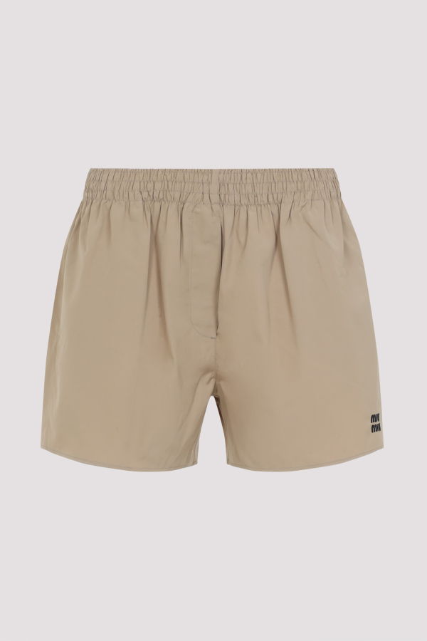 MIU MIU Cotton Shorts - Khaki