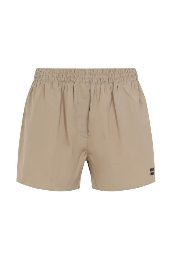 MIU MIU Cotton Shorts - Khaki