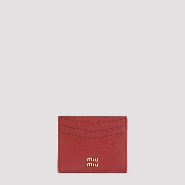 MIU MIU Calf Leather Card Case - Red