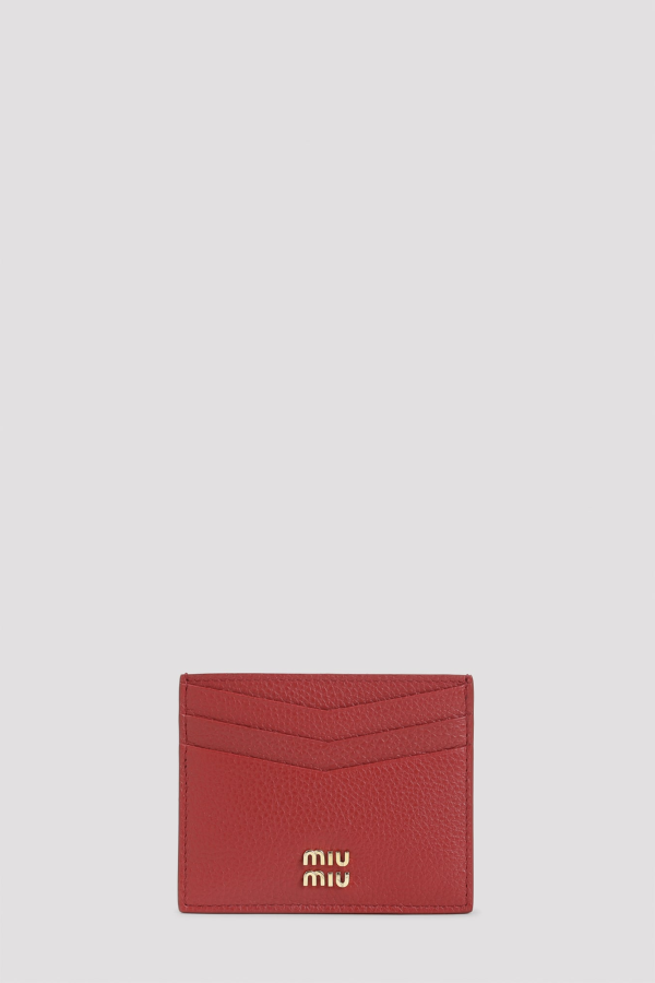 MIU MIU Calf Leather Card Case - Red