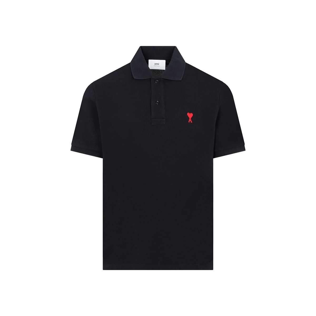 Ami Alexandre Mattiussi De Coeur Polo Shirt - Noir - Image 2 of 5