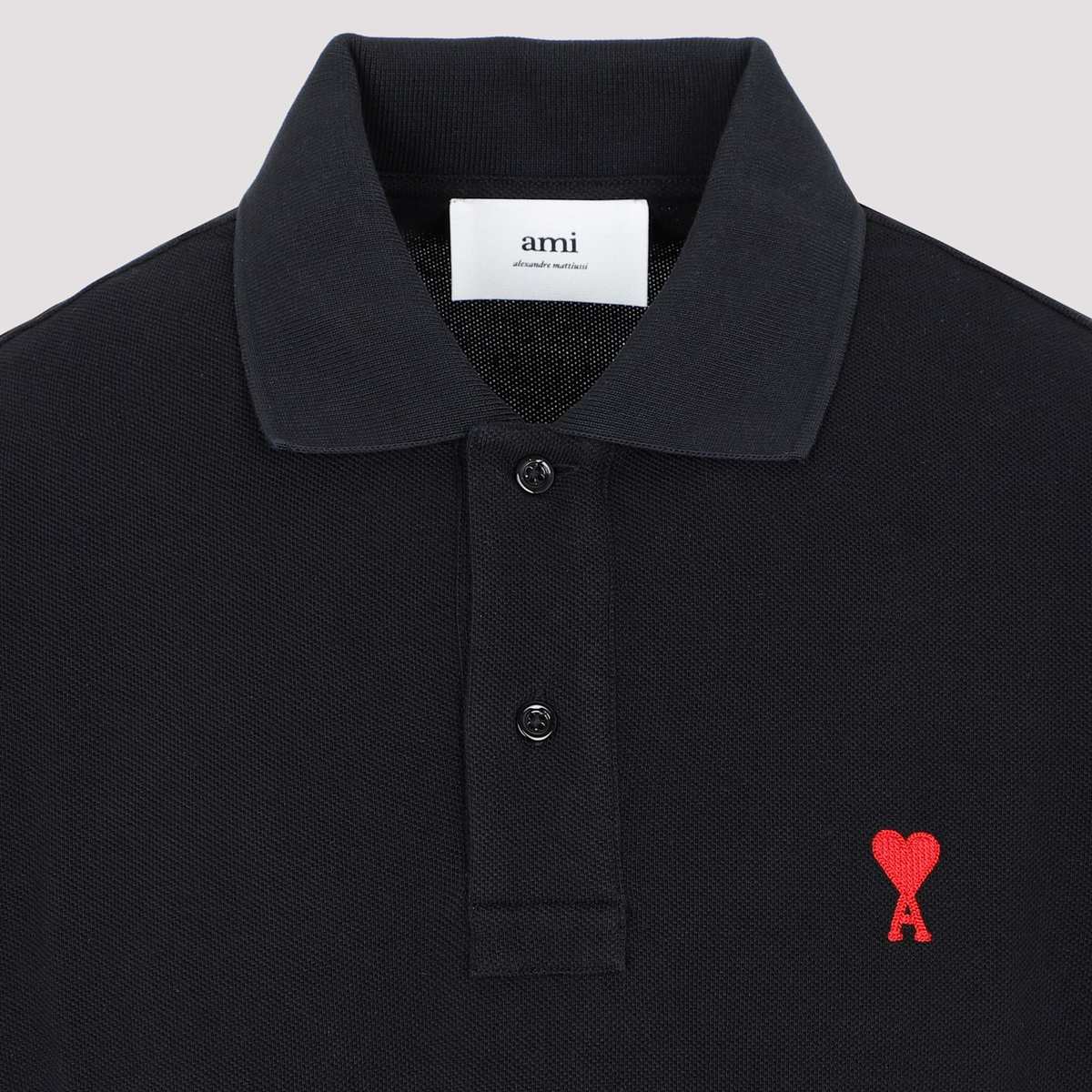 Ami Alexandre Mattiussi De Coeur Polo Shirt - Noir - Image 5 of 5