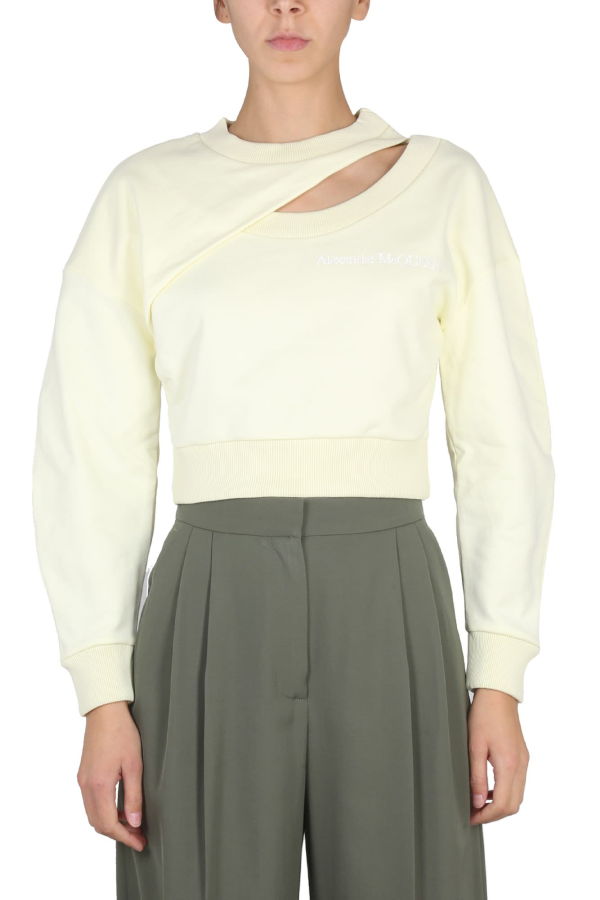 Alexander McQueen Cropped Sweatshirt - Pale Yellow