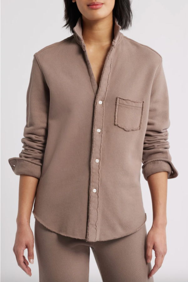 Frank & Eileen Eileen Fleece Button Up Top - Brulee