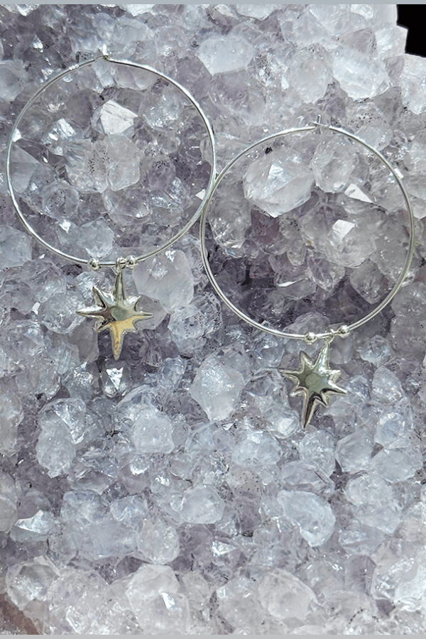 Chan Luu Silver Star Hoops Earrings