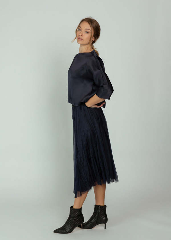 Louiza Babouryan Organza Top - Navy