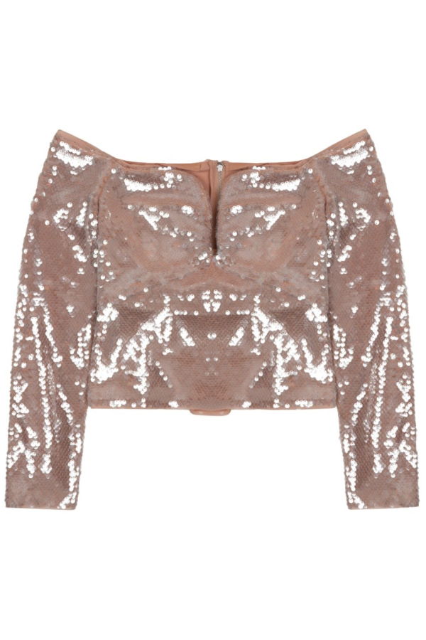 Self-Portrait Sequined Sleeveless Top - Beige