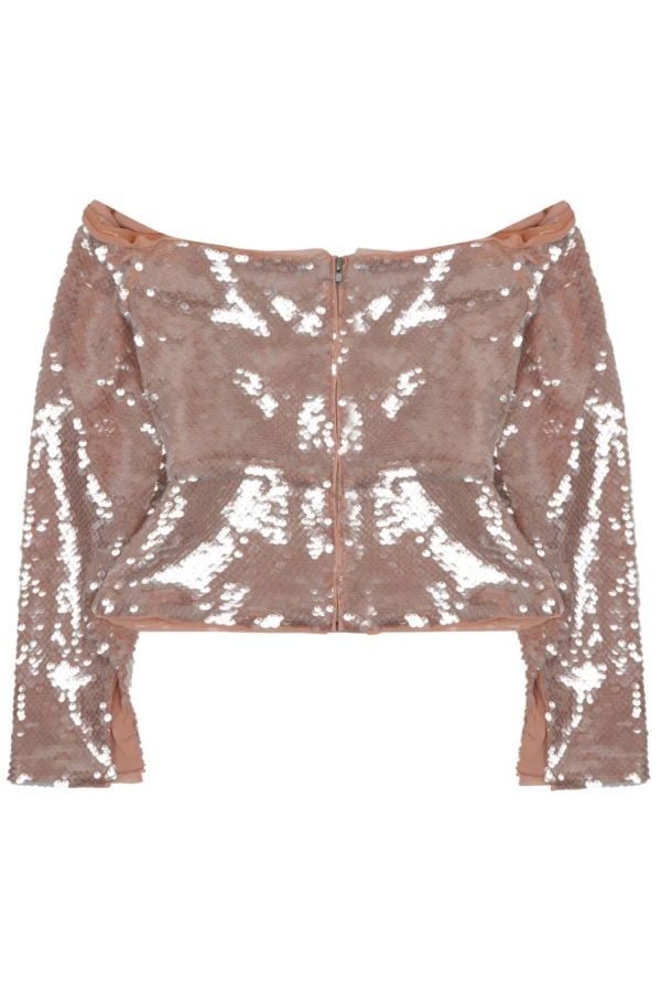 Self-Portrait Sequined Sleeveless Top - Beige