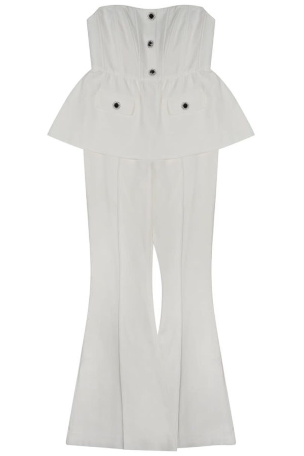 Self-Portrait Sleeveless Jumpsuit - White