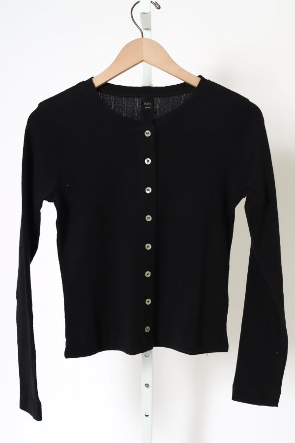 Leset Pointelle Classic Crew Cardigan