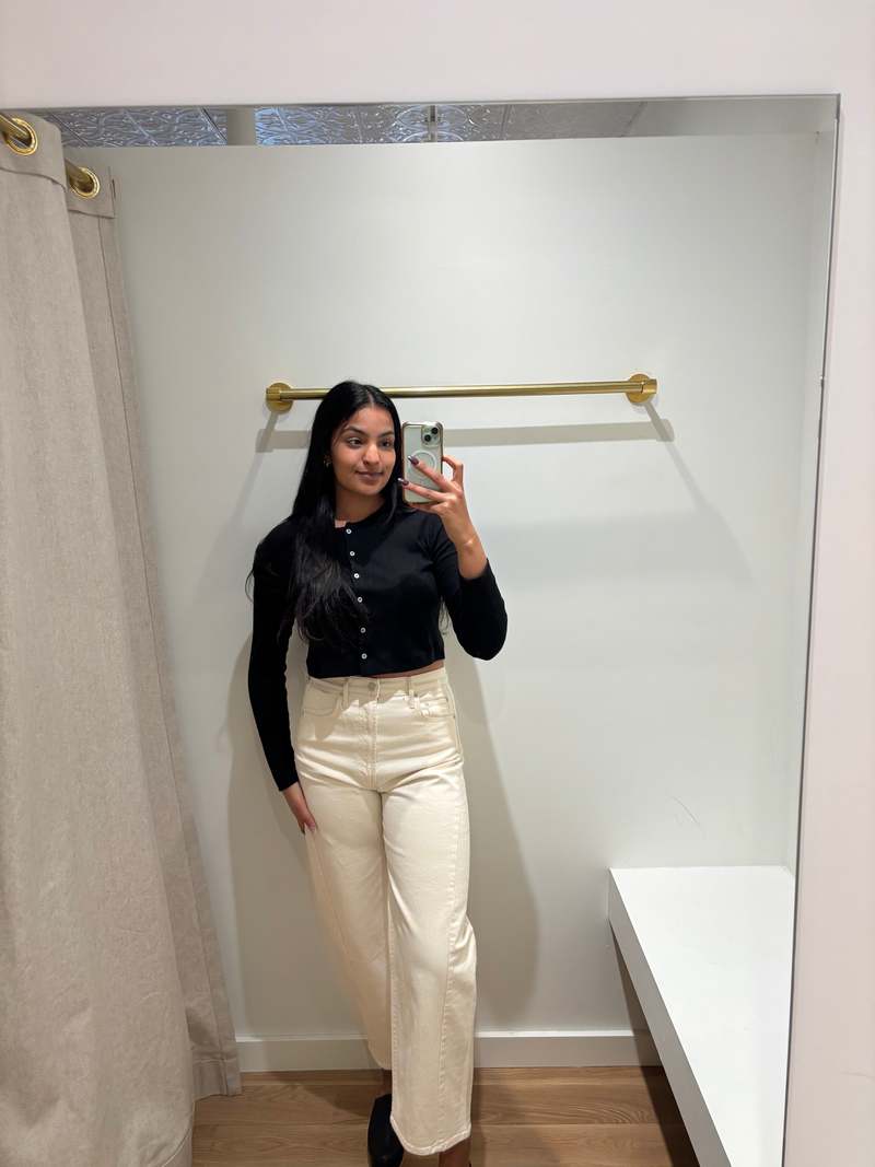 Leset Pointelle Crop Cardigan