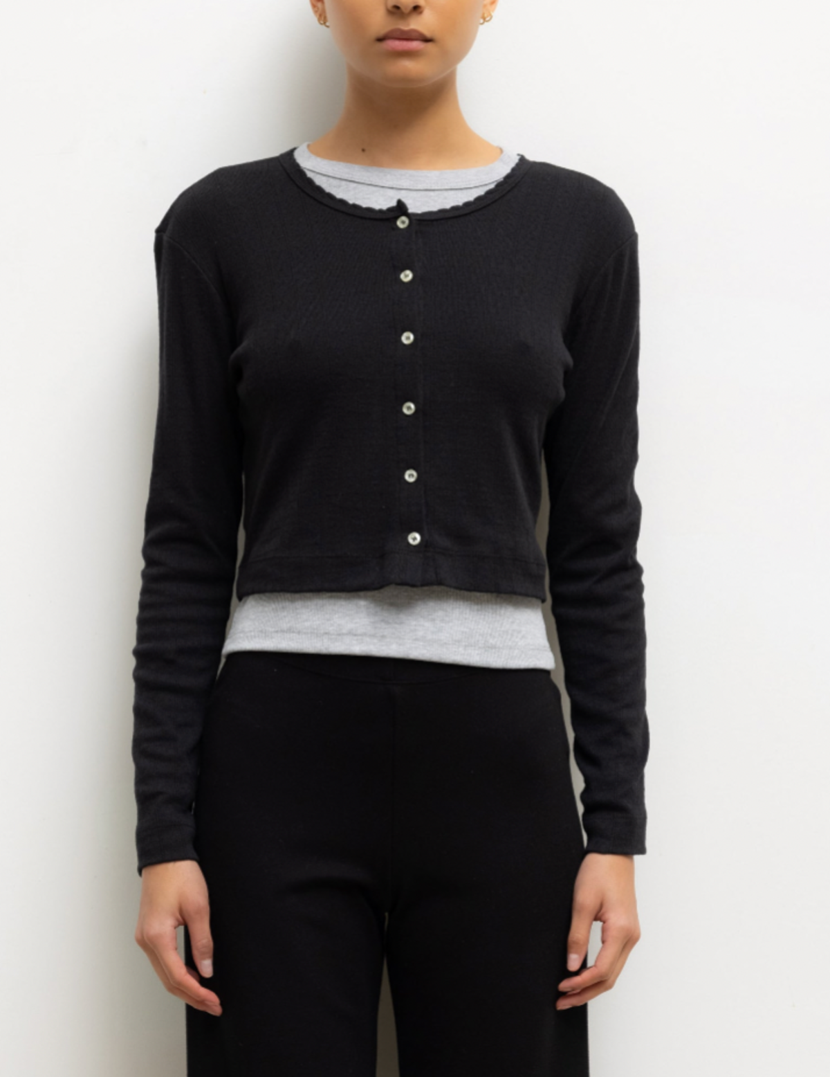 Leset Pointelle Crop Cardigan - Image 4 of 7