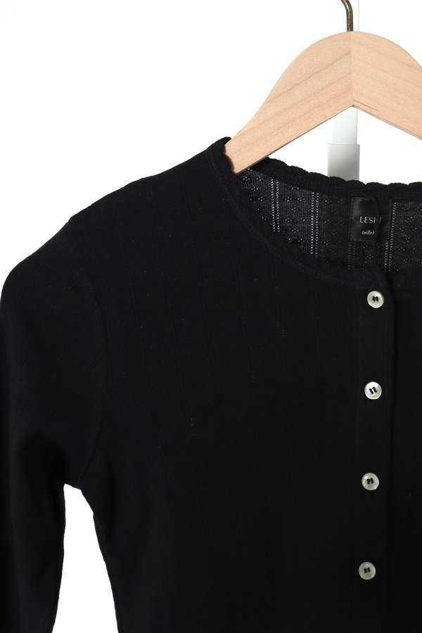 Leset Pointelle Crop Cardigan