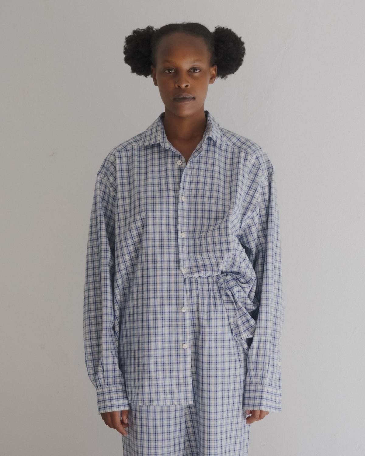 Baserange Claude Shirt - Blue Check - Image 1 of 3