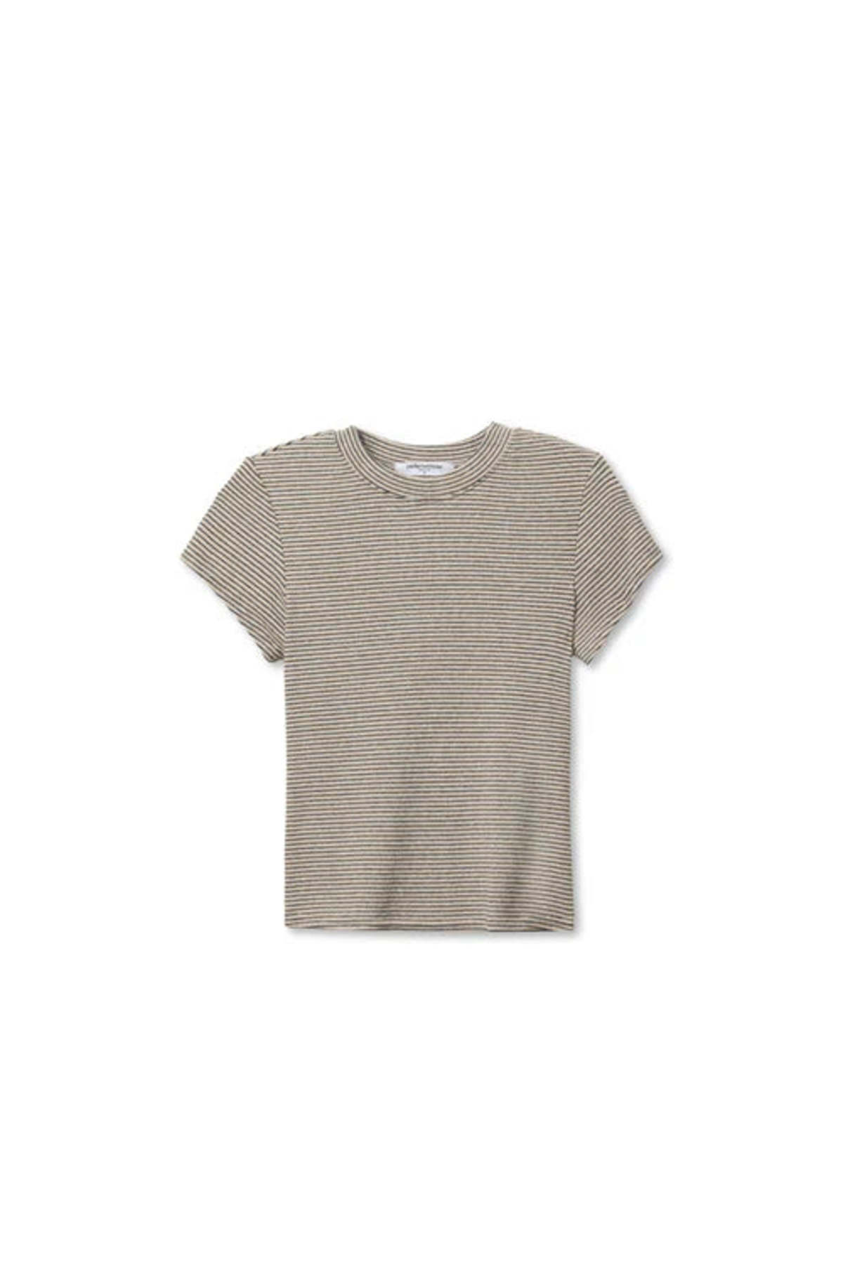 Perfect White Tee Jude Luxe Stripe Rib Crewneck Tee - Heather Black Stripe - Image 3 of 4