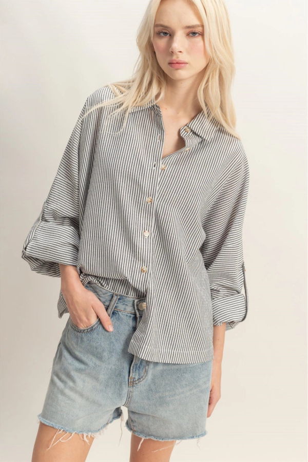 Double Zero Woven Button Down Top
