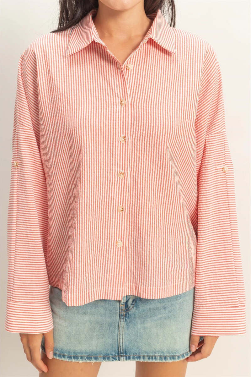 Double Zero Woven Button Down Top