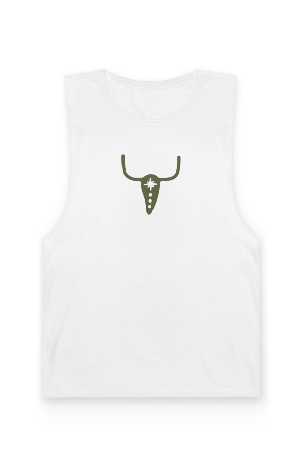 Ghost Town Ranch Barnard Bull Icon & Heritage Compass Tank Top - White