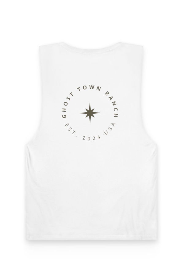 Ghost Town Ranch Barnard Bull Icon & Heritage Compass Tank Top - White