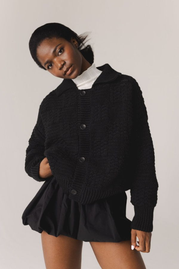 The Knotty Ones Prietema Crochet Cotton Jacket - Black
