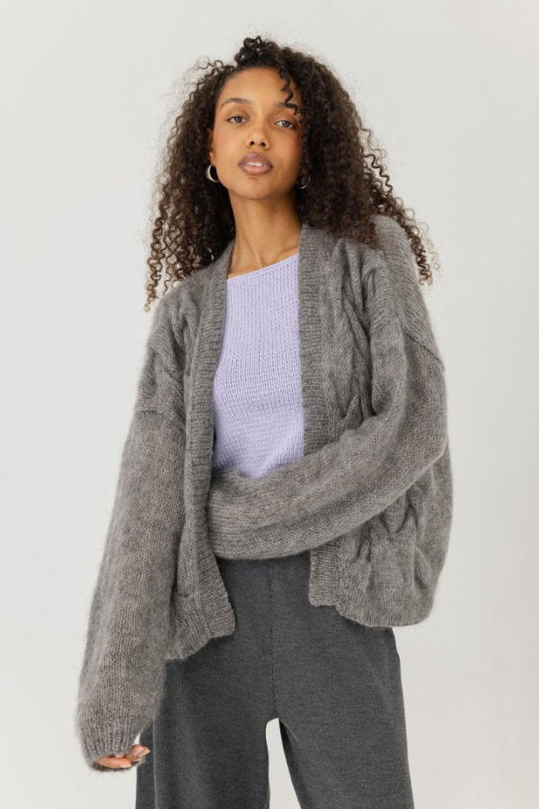 The Knotty Ones Twisted Erik Cardigan - Fog Grey