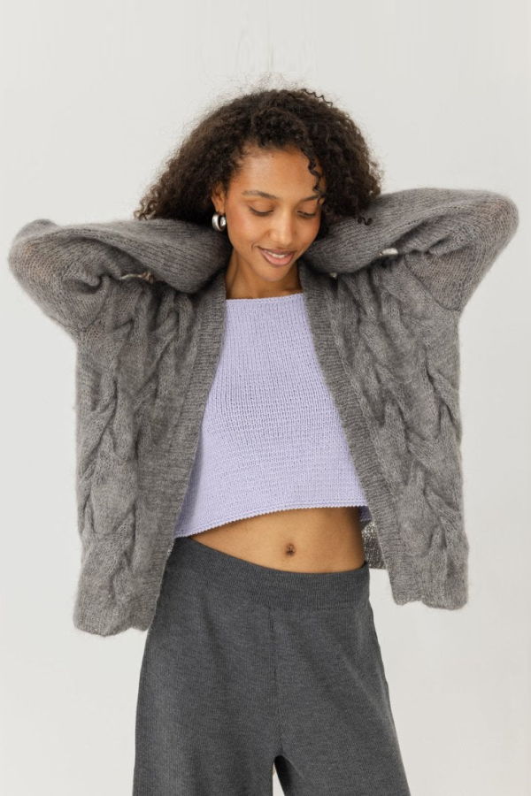 The Knotty Ones Twisted Erik Cardigan - Fog Grey