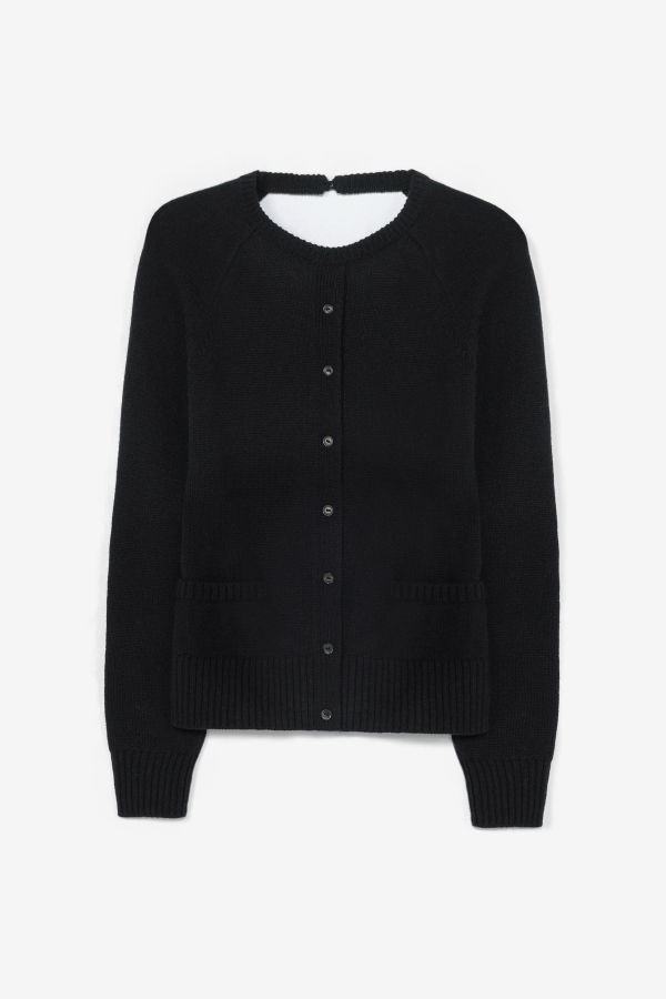 Cordera Merino Wool Open Back Cardigan - Black