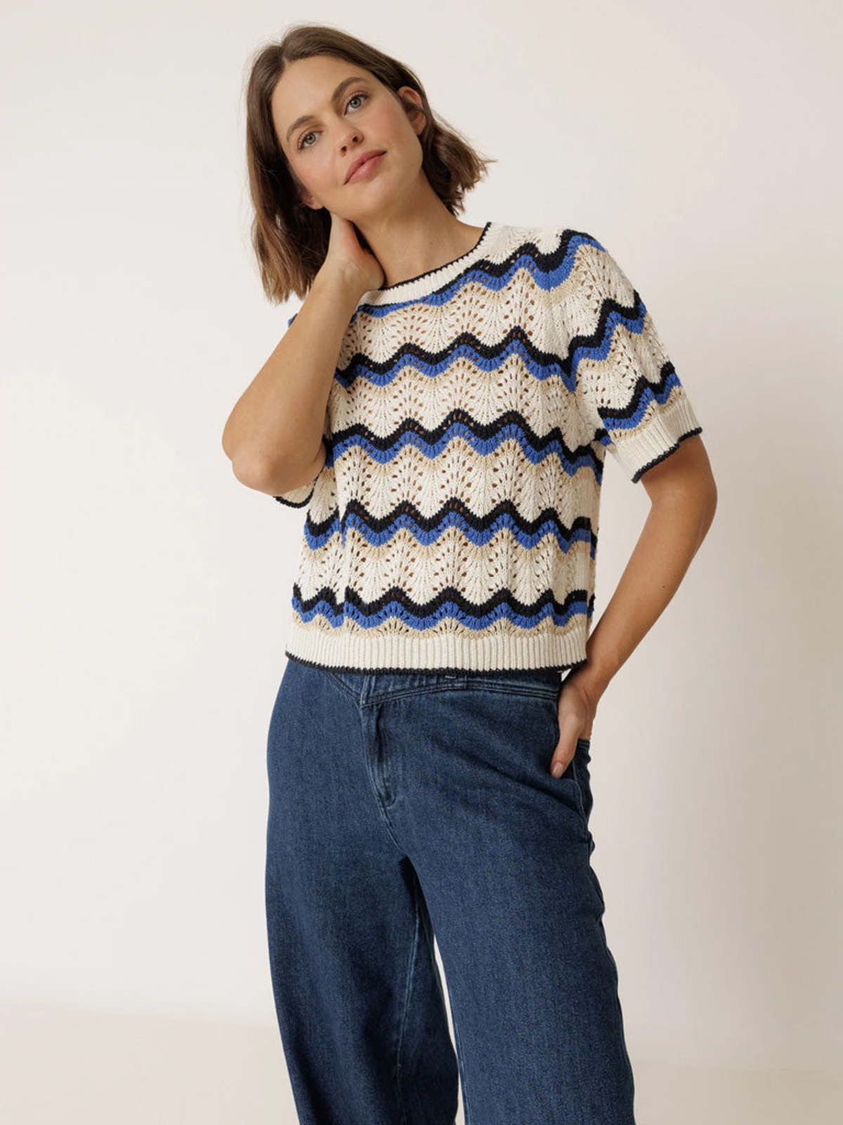 Indi & Cold Zig Zag Crochet Sweater - Image 1 of 4