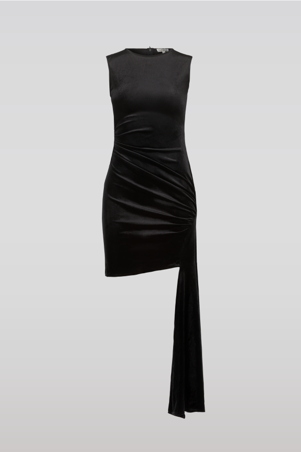 SAEMDI Velvet Side Tail Dress