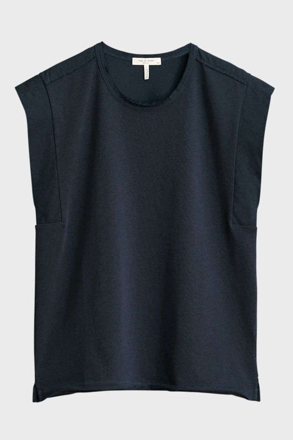 Rag & Bone Mix Media Muscle Top - Navy