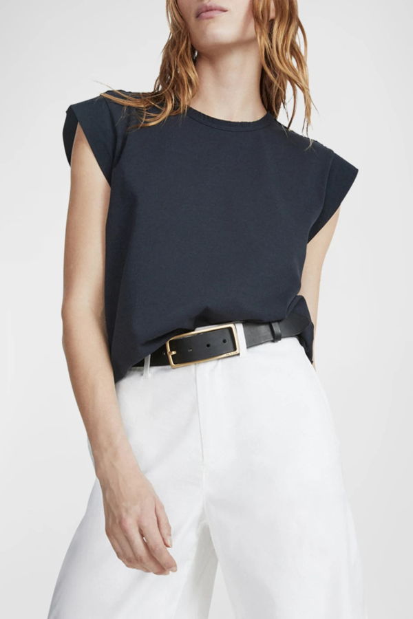 Rag & Bone Mix Media Muscle Top - Navy