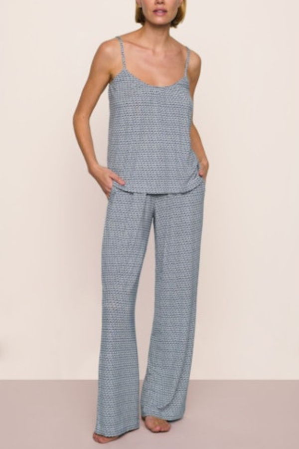 Eberjey Gisele Printed Cami/Pant Pajama Set - Seashell Navy