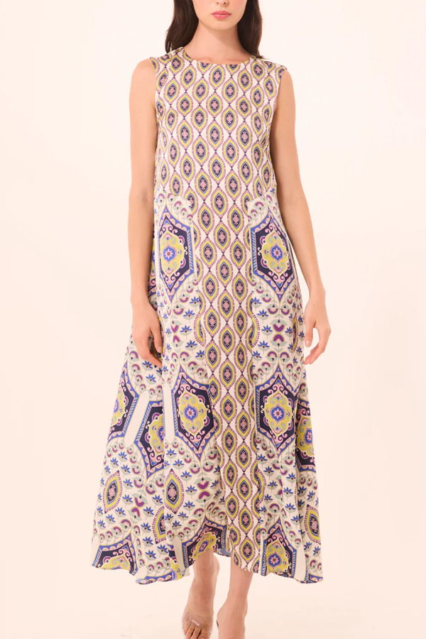 Misa Los Angeles Talitha Dress - Mosaic Eye Satin Mix