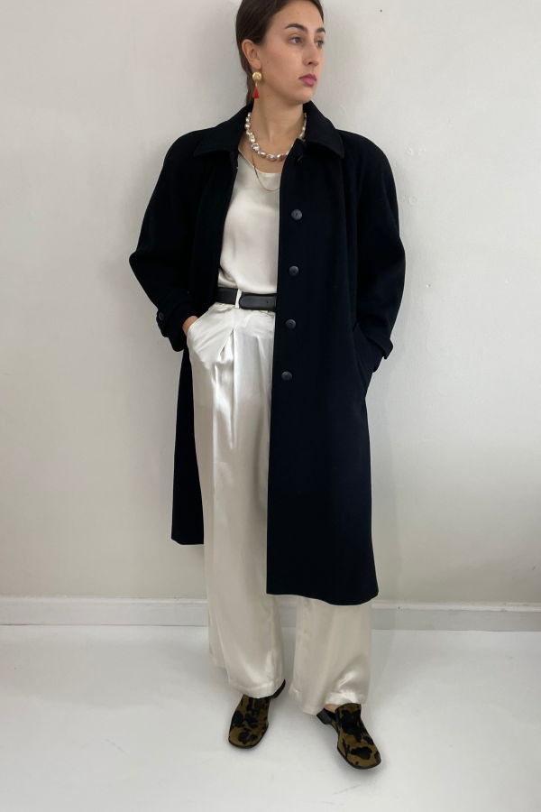 J.G. Hook Vintage Long Wool Overcoat - Black