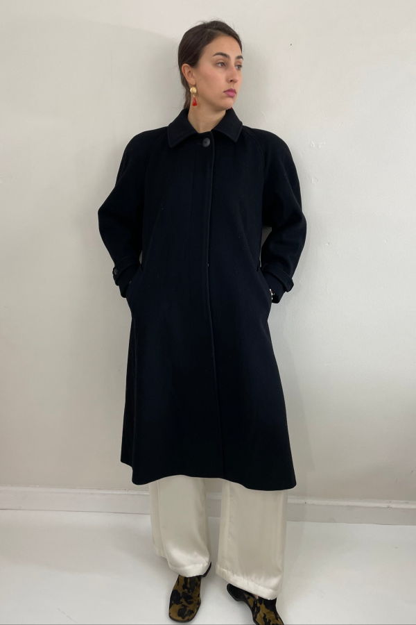J.G. Hook Vintage Long Wool Overcoat - Black