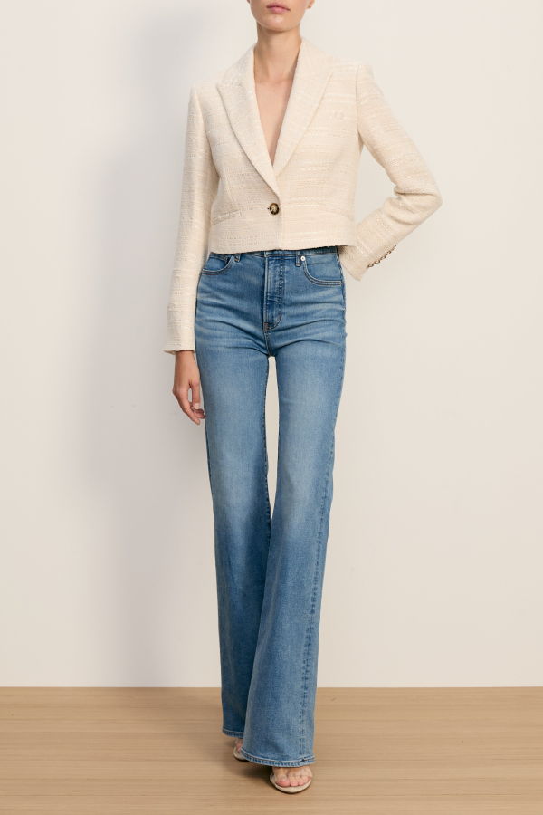 Veronica Beard Crosbie High Rise Wide Leg Jeans - Rebel Stone