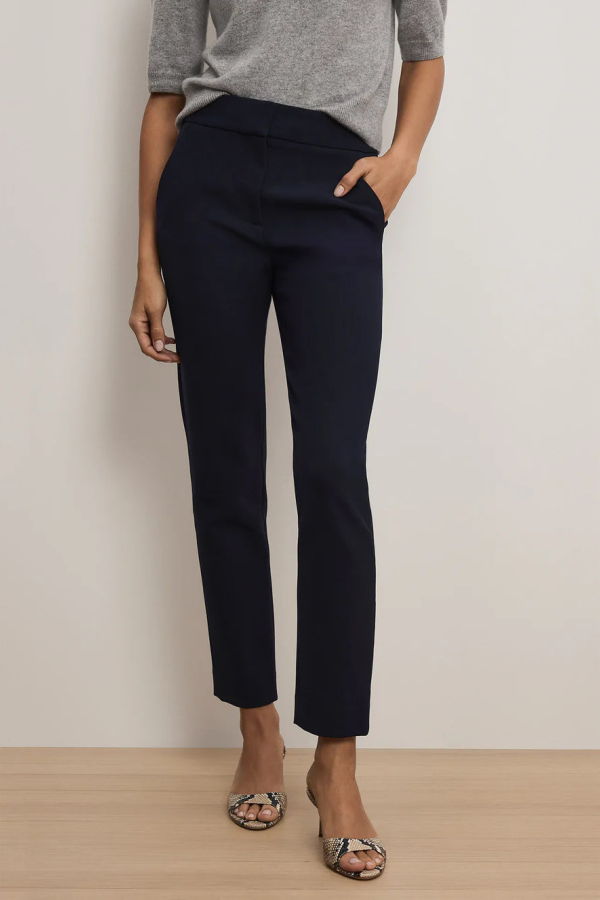 Veronica Beard Renzo Clean Waistband Pant - Navy