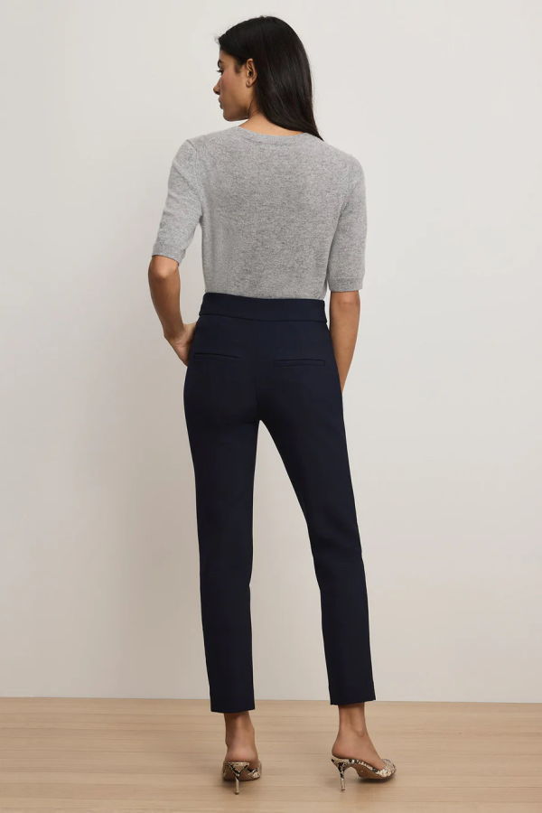 Veronica Beard Renzo Clean Waistband Pant - Navy