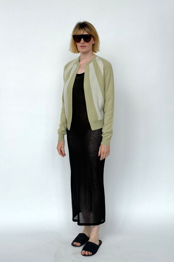 Frenckenberger Mini Cardigan Sun Cardigan - Faded Beige/Chalk