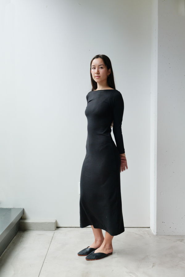 at Dawn. Silk Long Sleeve Dress