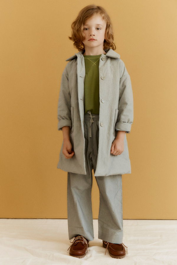 KIDS Caramel Cambridge Children's Crushed Cotton Coat - Grey / Green