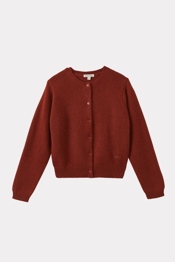 KIDS Caramel Rosa Cashmere Cardigan - Cinnamon Red