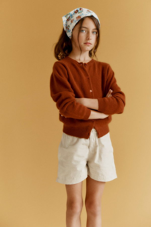 KIDS Caramel Rosa Cashmere Cardigan - Cinnamon Red